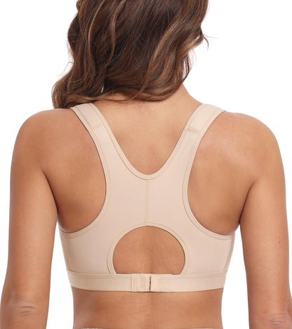 Post Surgical Bra Front Closure Non Padded Wirefree Racerback Adjustable Wide Strap Mastectomy