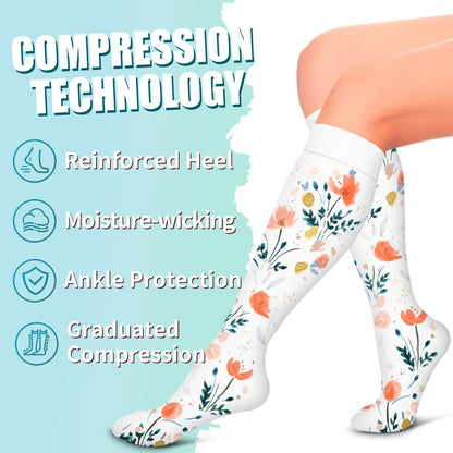 Compression Socks for Women & Men Circulation(6 pairs)-Graduated Supports Socks for Running, Athletic Sports