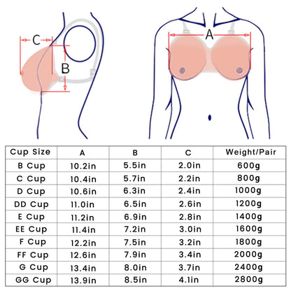 Vollence Strap on Silicone Breast Forms Fake Boobs for Mastectomy Crossdresser