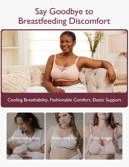 Nursing Bras for Breastfeeding, Breathable Mesh Nursing Bras Comfort Maternity Bra Wireless Pregnancy Sleep Bra