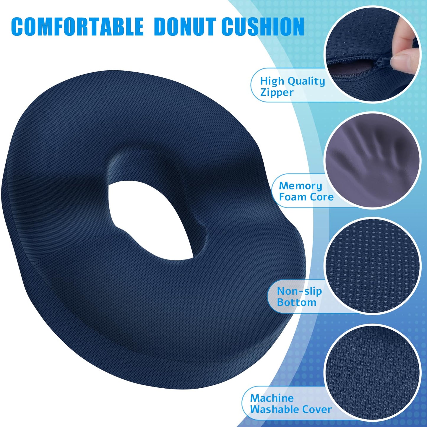 Donut Pillow Seat Cushion, Donut Chair Cushions for Postpartum Pregnancy & Hemorrhoids ,Tailbone Pain Relief Cushion, Memory Foam Seat Cushions for Office &Home Chairs