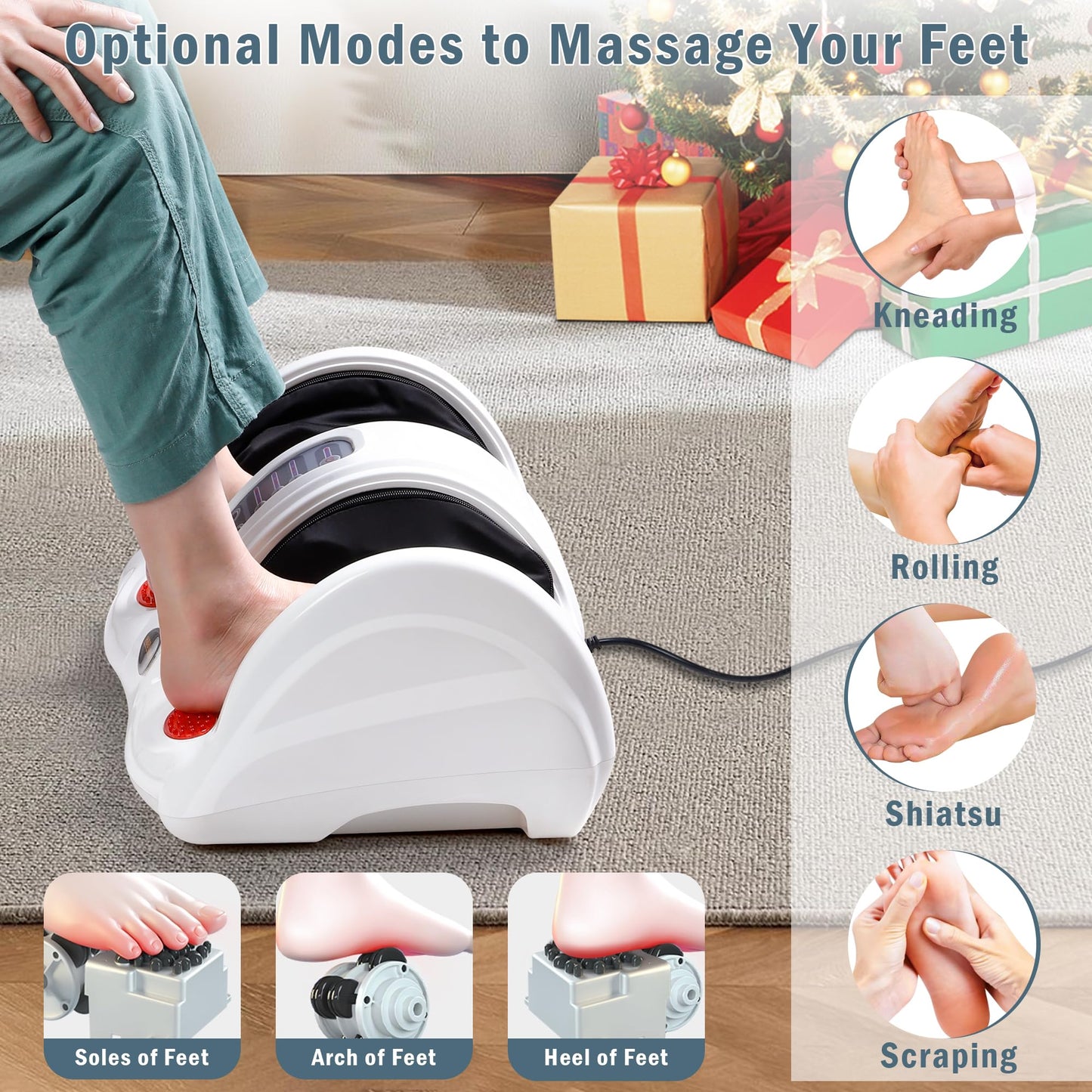 H&B Luxuries Shiatsu Kneading Rolling Foot Massager Personal Health Studio ZH-9902-red, Foot Massage for Circulation and Pain Relief, Leg Calf Massager Machine for Plantar Fasciitis and Neuropathy