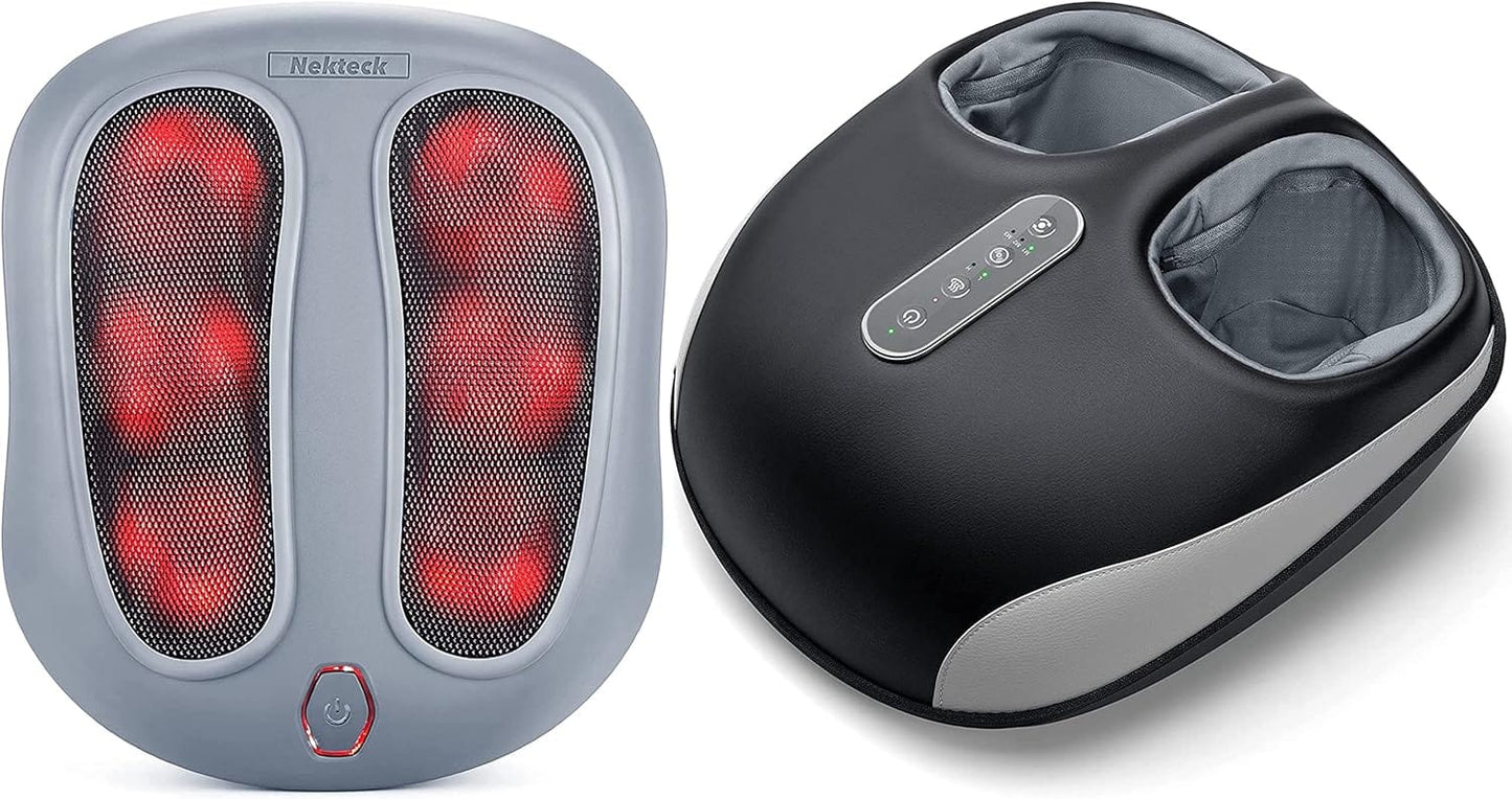 Nekteck Foot Massager with Heat and FM06 Foot Massager Machine with Heat Bundle (Gray)