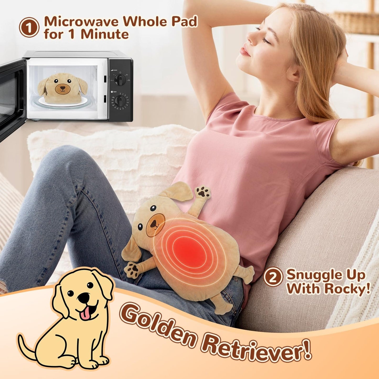 Microwave Heating Pad for Pain Relief, 17" x 9" Microwavable Heating Pads for Cramps, Back Pain, Neck Shoulder, Muscles, Knee, Joints, Natural Heat Pack Moist Heat, Black Cat