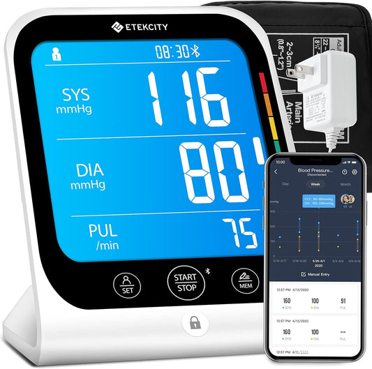 Etekcity FSA HSA Eligible Smart Blood Pressure Monitor for Home Use, Cuff for Standard to Large Size Adult Arms, Bluetooth BP Machine with Data Storage, Diagnostic Kit, Family Supplies & Equipment