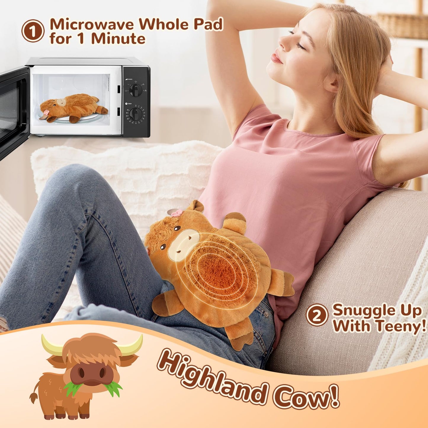 Microwave Heating Pad for Pain Relief, 17" x 9" Microwavable Heating Pads for Cramps, Back Pain, Neck Shoulder, Muscles, Knee, Joints, Natural Heat Pack Moist Heat, Black Cat