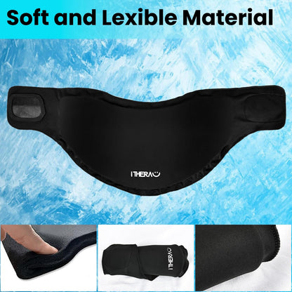 iTHERAU Neck Ice Pack Wrap, Hot or Cold Compress for Cervical Pain Relief, Soft Gel Ice Packs for Injuries Reusable, Sports Injuries, Swelling, Office Pressure, Black