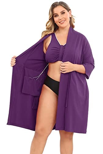 Post Surgery Mastectomy Bra Breast Cancer Recovery Robe with Internal Pockets for Post-Surgical Drains