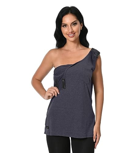 Post-Operative Surgery Shirts for Women, Surgical Tank Tops Snap Open Hospital Shirt with Port Access for Chemo, Dialysis Etc.
