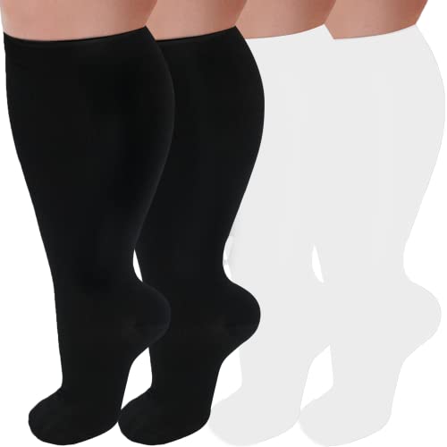 Plus Size Compression Socks for Women Men 20-30 mmHg, Wide Calf Stockings Best Support for Circulation