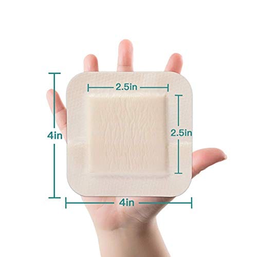 Dimora Wound Dressing Sacrum Foam Bandages Silicone Adhesive Border 7"x7" Waterproof Sacral Pads Absorbent Breathable Bed Sore Pressure Dressing