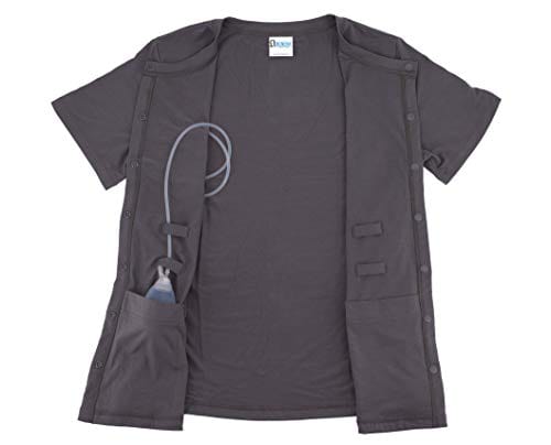 Mastectomy Recovery Shirt with Drain Pockets Blue