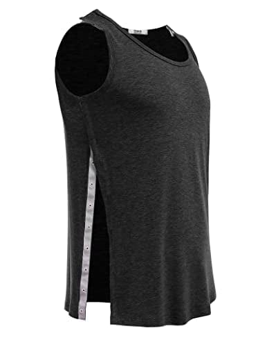 Post Shoulder Surgery Shirts for Men Tearaway Snap Tank Tops After Rotator Cuff Recovery Adaptive Clothing Chemo Port Clothes