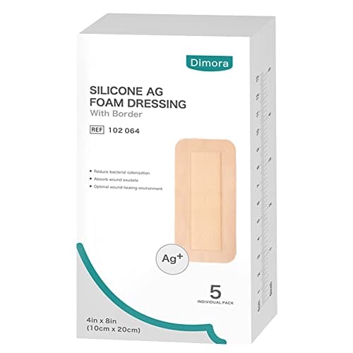 Dimora Wound Dressing Sacrum Foam Bandages Silicone Adhesive Border 7"x7" Waterproof Sacral Pads Absorbent Breathable Bed Sore Pressure Dressing