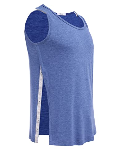 Post Shoulder Surgery Shirts for Men Tearaway Snap Tank Tops After Rotator Cuff Recovery Adaptive Clothing Chemo Port Clothes