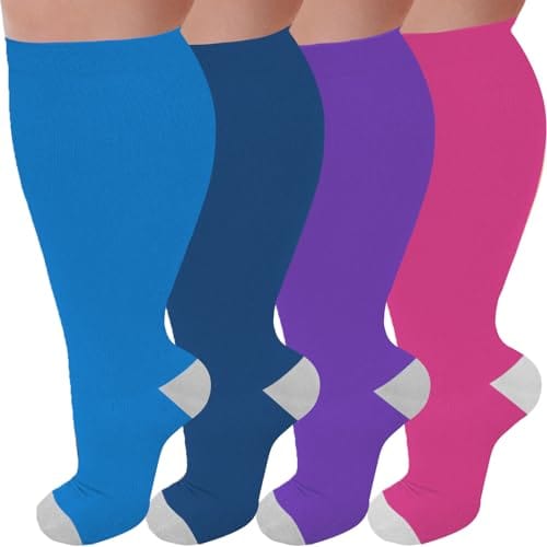 Plus Size Compression Socks for Women Men 20-30 mmHg, Wide Calf Stockings Best Support for Circulation