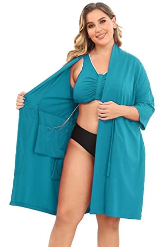 Post Surgery Mastectomy Bra Breast Cancer Recovery Robe with Internal Pockets for Post-Surgical Drains