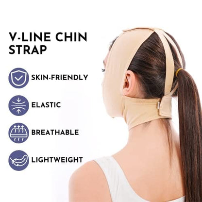 Post Surgery Facial Compression Neck Coverage Chin Strap, V-Shaped