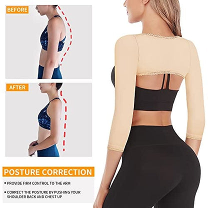 RDSIANE Upper Arm Compression Shaper Post Surgery Slimmer Sleeves Posture Corrector Tops Shapewear for Women