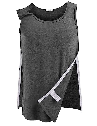 Post Shoulder Surgery Shirts for Men Tearaway Snap Tank Tops After Rotator Cuff Recovery Adaptive Clothing Chemo Port Clothes