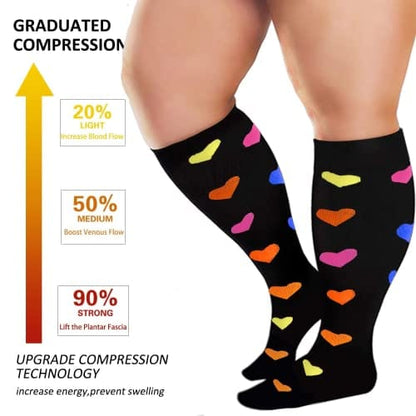 Plus Size Compression Socks for Women Men 20-30 mmHg, Wide Calf Stockings Best Support for Circulation