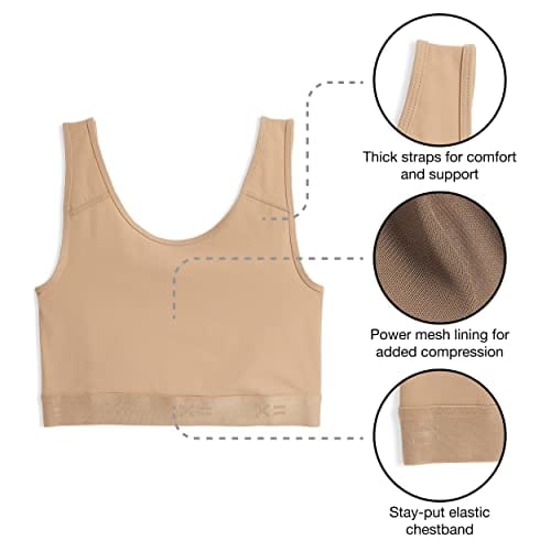 Compression Bra, Chest Binder Alternative, Wireless Full Coverage Medium Support Top, Athletic Sports Bra