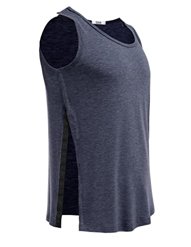 Post Shoulder Surgery Shirts for Men Tearaway Snap Tank Tops After Rotator Cuff Recovery Adaptive Clothing Chemo Port Clothes