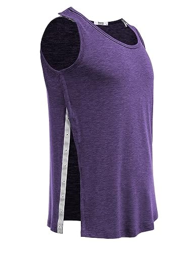 Post Shoulder Surgery Shirts for Men Tearaway Snap Tank Tops After Rotator Cuff Recovery Adaptive Clothing Chemo Port Clothes