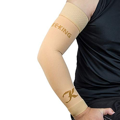 Lymphedema Compression Arm Sleeves for Men & Women (Pair) No Silicone Dot, 15-20 mmHg Compression Full Arm Support for Lipedema, Edema, Post Surgery Recovery, Swelling, Pain Relief