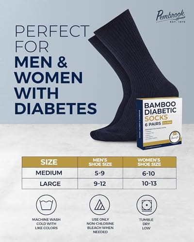 Ribbed Knit Bamboo Viscose Diabetic Socks for Women - 6 Pairs