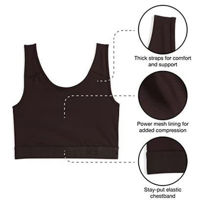 Compression Bra, Chest Binder Alternative, Wireless Full Coverage Medium Support Top, Athletic Sports Bra