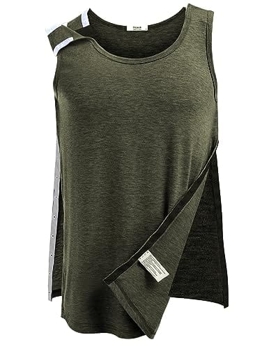 Post Shoulder Surgery Shirts for Men Tearaway Snap Tank Tops After Rotator Cuff Recovery Adaptive Clothing Chemo Port Clothes