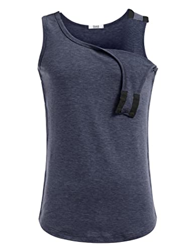 Post Shoulder Surgery Shirts for Men Tearaway Snap Tank Tops After Rotator Cuff Recovery Adaptive Clothing Chemo Port Clothes