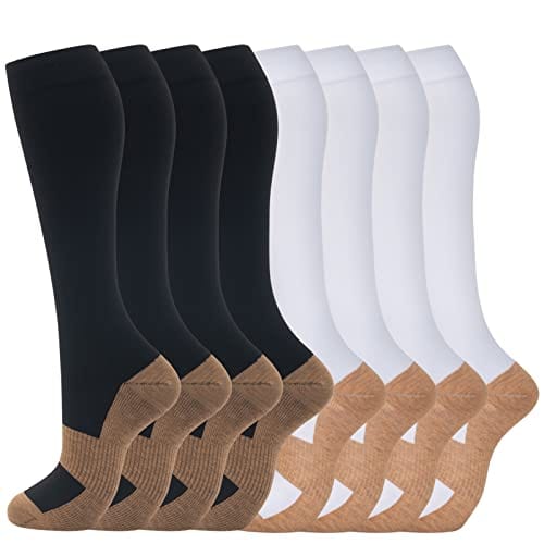 Compression Socks for Men & Women 20-30 mmHg Knee High 8 pairs