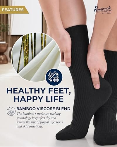 Ribbed Knit Bamboo Viscose Diabetic Socks for Women - 6 Pairs