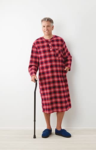 Men’s Open-Back Adaptive No Peek Flannel Nightgown