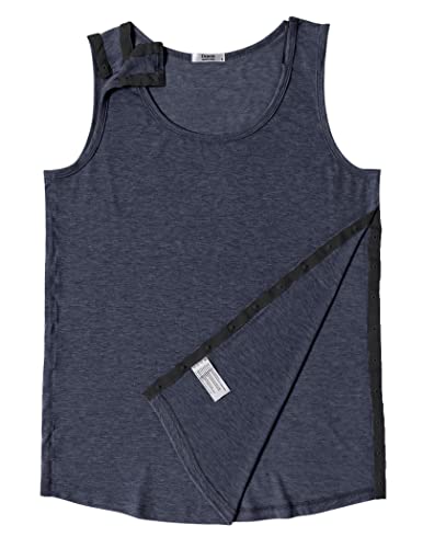 Post Shoulder Surgery Shirts for Men Tearaway Snap Tank Tops After Rotator Cuff Recovery Adaptive Clothing Chemo Port Clothes