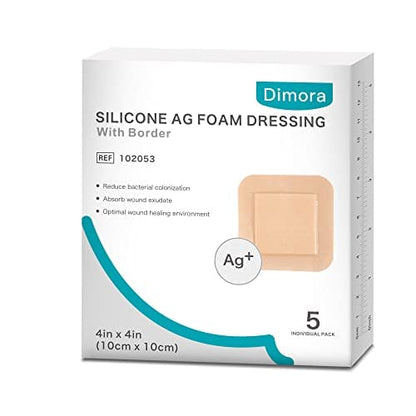 Dimora Wound Dressing Sacrum Foam Bandages Silicone Adhesive Border 7"x7" Waterproof Sacral Pads Absorbent Breathable Bed Sore Pressure Dressing