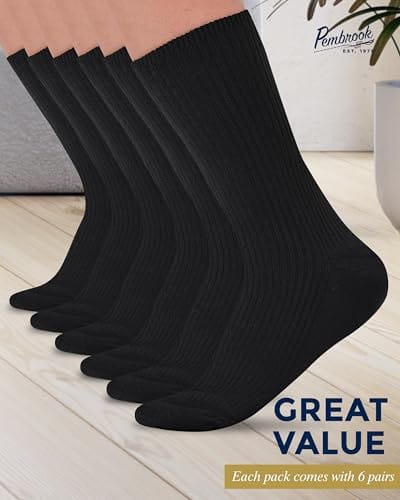 Ribbed Knit Bamboo Viscose Diabetic Socks for Women - 6 Pairs