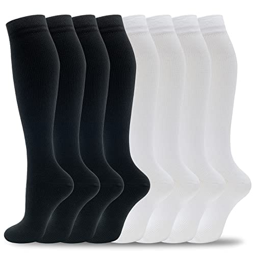 Compression Socks for Men & Women 20-30 mmHg Knee High 8 pairs