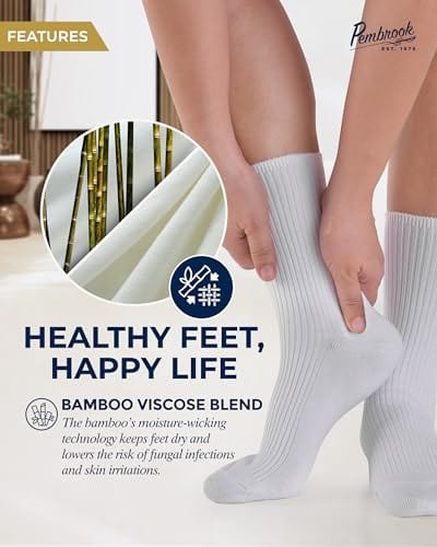 Ribbed Knit Bamboo Viscose Diabetic Socks for Women - 6 Pairs