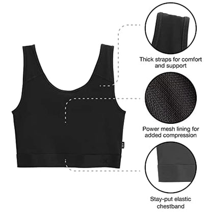 Compression Bra, Chest Binder Alternative, Wireless Full Coverage Medium Support Top, Athletic Sports Bra