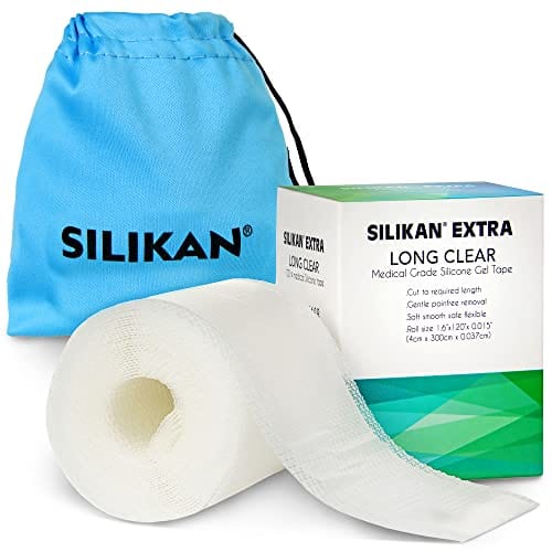 SILIKAN New Clear Extra-Long Silicone Gel Scar Tape- Reusable Scar Healing After Surgery Must Have Strips Surgical Scars, C-Section Tummy Tuck Recovery, Face Neck Scar Treatment