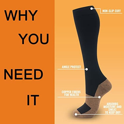 Compression Socks for Men & Women 20-30 mmHg Knee High 8 pairs