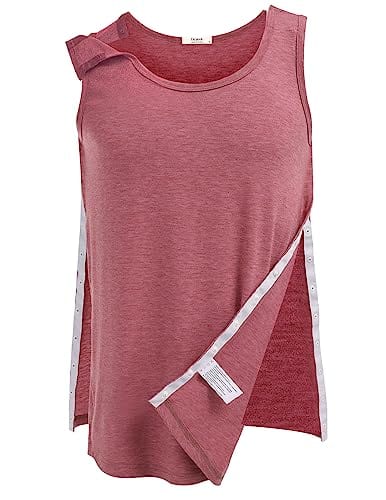 Post Shoulder Surgery Shirts for Men Tearaway Snap Tank Tops After Rotator Cuff Recovery Adaptive Clothing Chemo Port Clothes