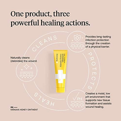 First Honey Wound Healing Ointment [ 1oz - 28.4g ] | 100% Active Leptospermum | Antibiotic Free Burn Care, Scar Gel