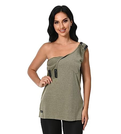 Post-Operative Surgery Shirts for Women, Surgical Tank Tops Snap Open Hospital Shirt with Port Access for Chemo, Dialysis Etc.