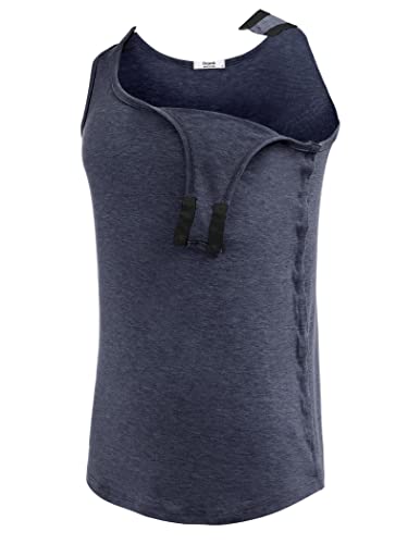 Post Shoulder Surgery Shirts for Men Tearaway Snap Tank Tops After Rotator Cuff Recovery Adaptive Clothing Chemo Port Clothes