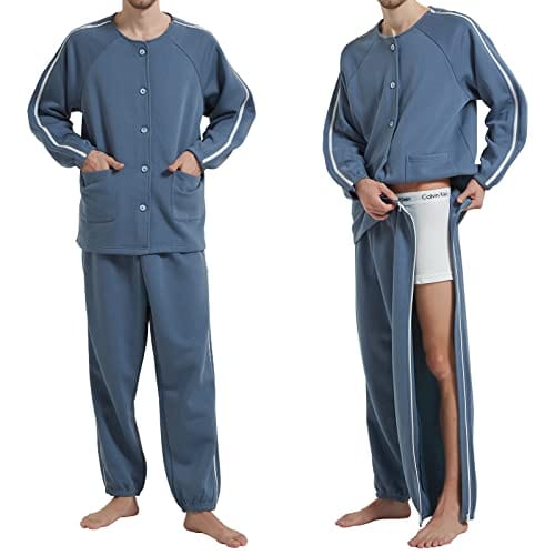 Fleece Lining Double Slider Zipper Tearaway Cotton, Post Surgery, Dialysis, Rehabilitation