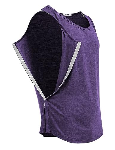 Post Shoulder Surgery Shirts for Men Tearaway Snap Tank Tops After Rotator Cuff Recovery Adaptive Clothing Chemo Port Clothes